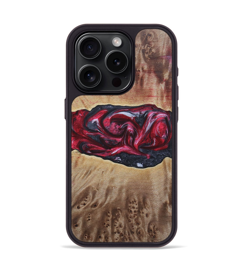 iPhone 15 Pro Wood+Resin Phone Case - River (Red, 690696)