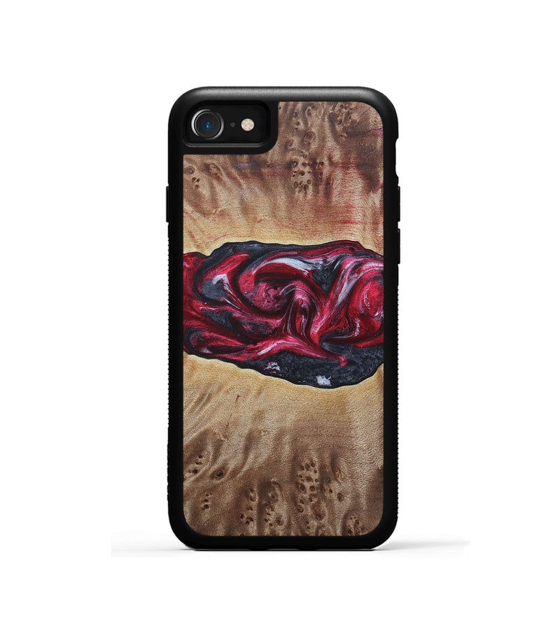 iPhone SE Wood+Resin Phone Case - River (Red, 690696)