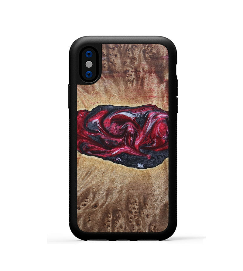 iPhone Xs Wood+Resin Phone Case - River (Red, 690696)
