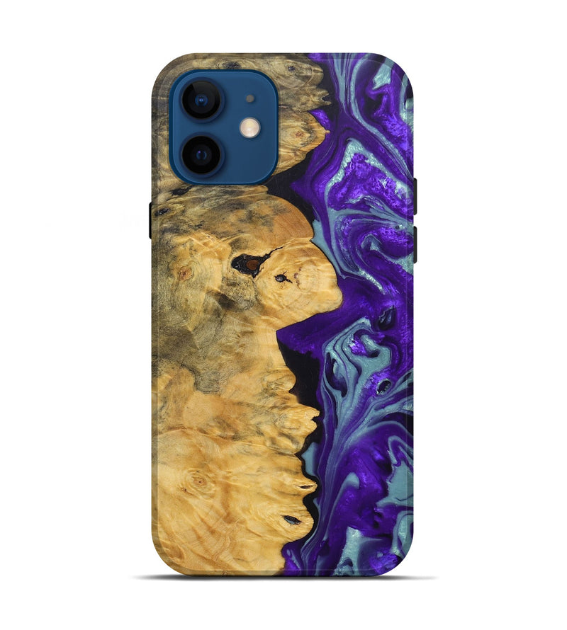 iPhone 12 Wood+Resin Live Edge Phone Case - Nina (Purple, 690716)