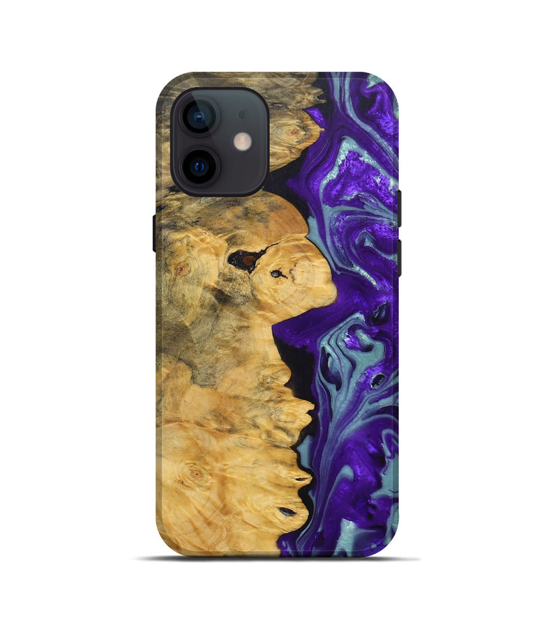 iPhone 12 mini Wood+Resin Live Edge Phone Case - Nina (Purple, 690716)