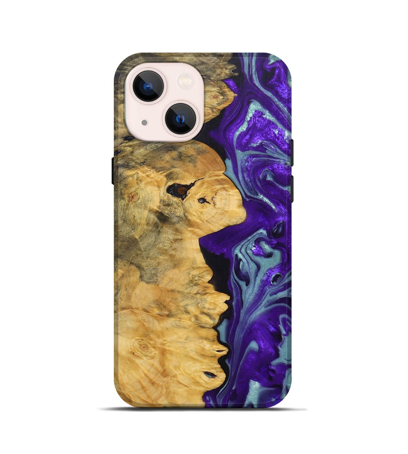 iPhone 13 mini Wood+Resin Live Edge Phone Case - Nina (Purple, 690716)