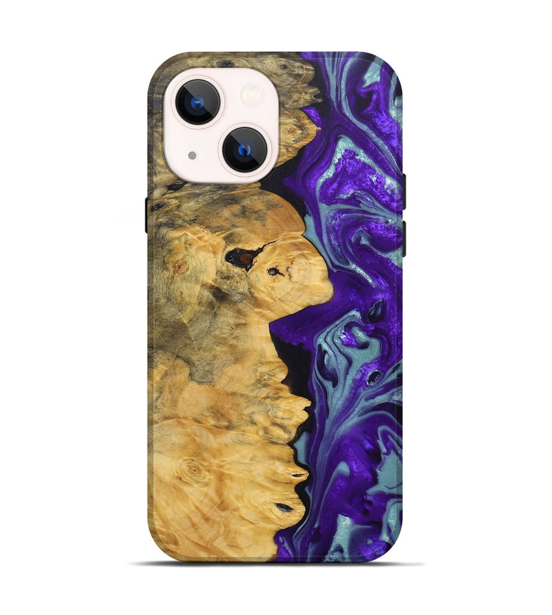 iPhone 14 Wood+Resin Live Edge Phone Case - Nina (Purple, 690716)