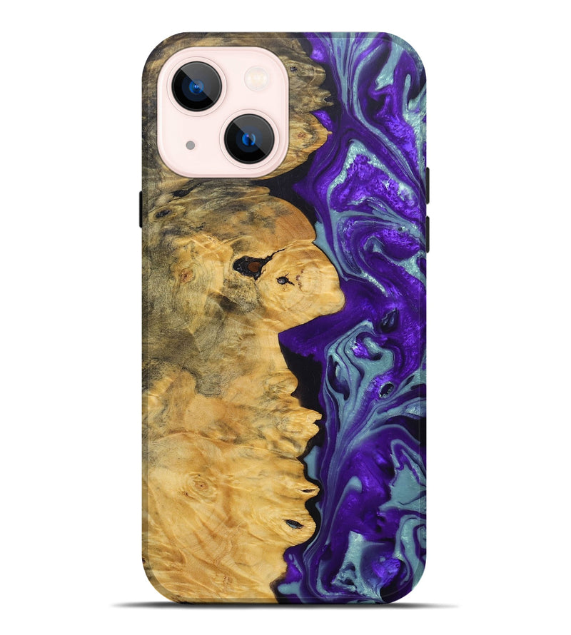 iPhone 14 Plus Wood+Resin Live Edge Phone Case - Nina (Purple, 690716)