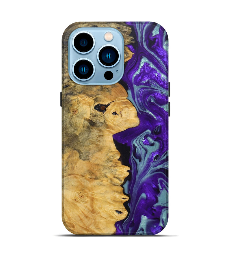 iPhone 14 Pro Wood+Resin Live Edge Phone Case - Nina (Purple, 690716)