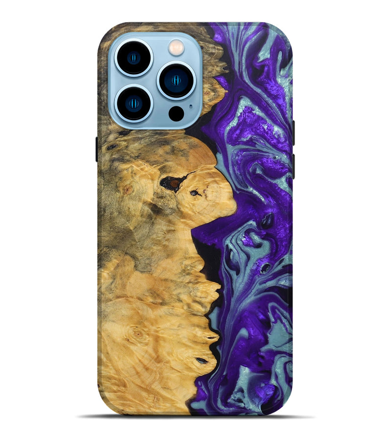 iPhone 14 Pro Max Wood+Resin Live Edge Phone Case - Nina (Purple, 690716)