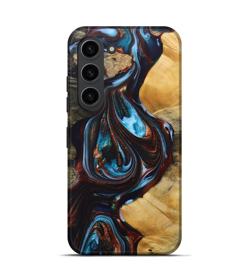 Galaxy S23 Wood+Resin Live Edge Phone Case - Addilyn (Teal & Gold, 690721)