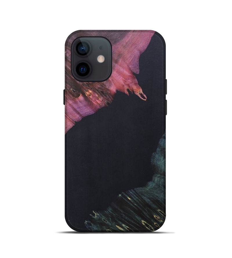 iPhone 12 mini Wood+Resin Live Edge Phone Case - Gabriella (Pure Black, 690733)