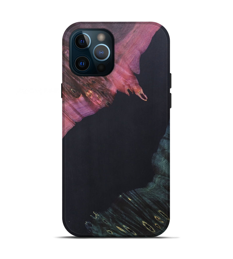 iPhone 12 Pro Wood+Resin Live Edge Phone Case - Gabriella (Pure Black, 690733)