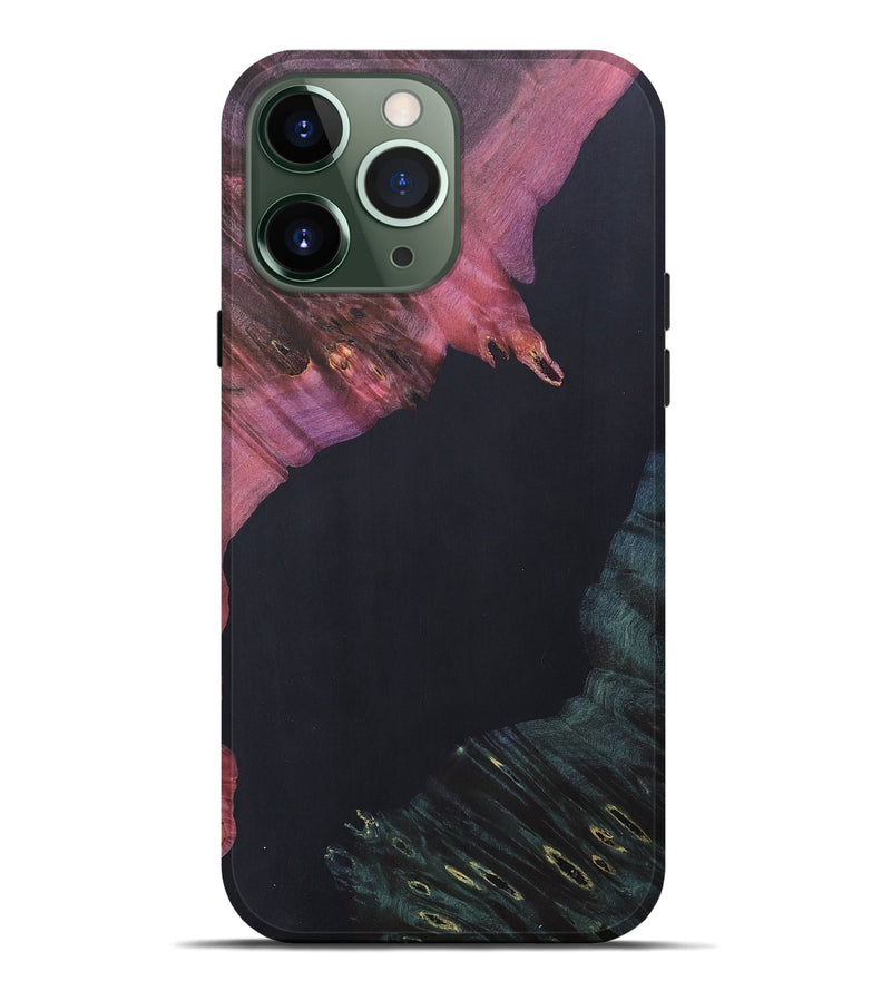 iPhone 13 Pro Max Wood+Resin Live Edge Phone Case - Gabriella (Pure Black, 690733)