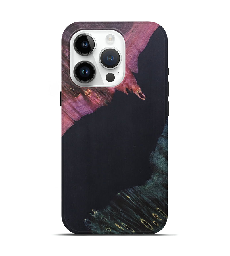 iPhone 15 Pro Wood+Resin Live Edge Phone Case - Gabriella (Pure Black, 690733)