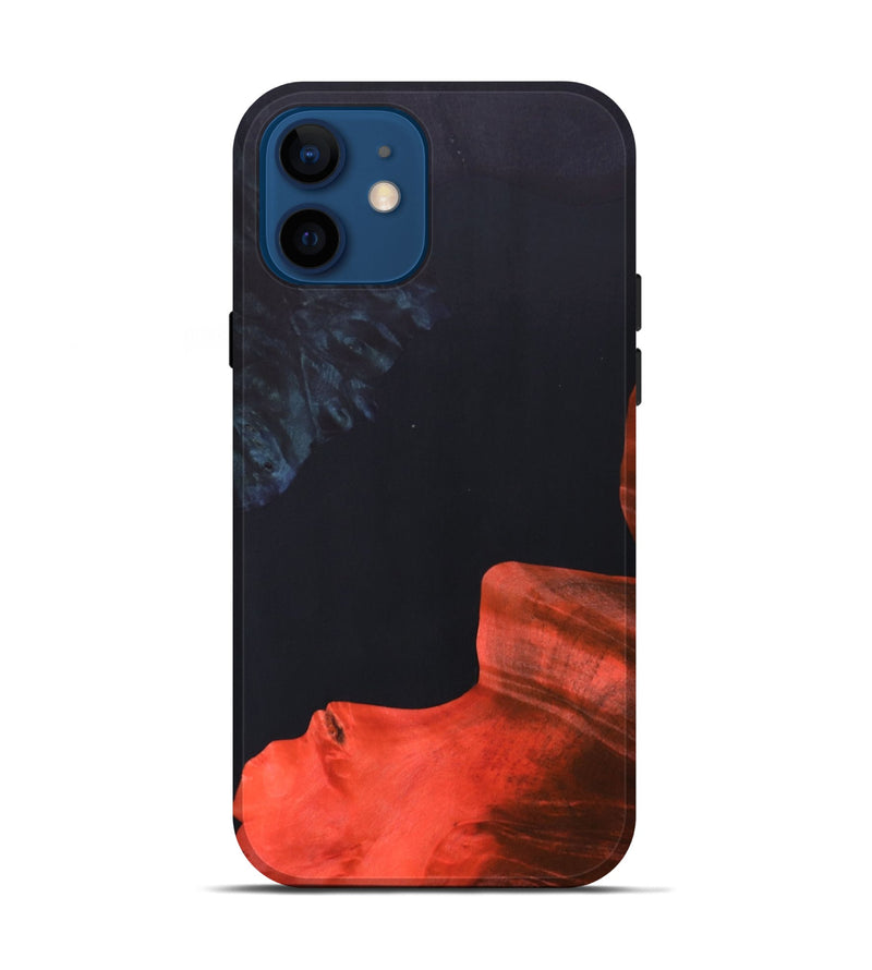 iPhone 12 Wood+Resin Live Edge Phone Case - Lisa (Pure Black, 690737)
