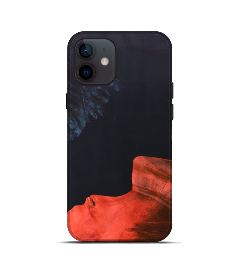 iPhone 12 mini Wood+Resin Live Edge Phone Case - Lisa (Pure Black, 690737)