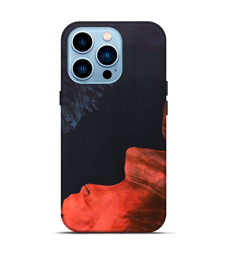 iPhone 14 Pro Wood+Resin Live Edge Phone Case - Lisa (Pure Black, 690737)