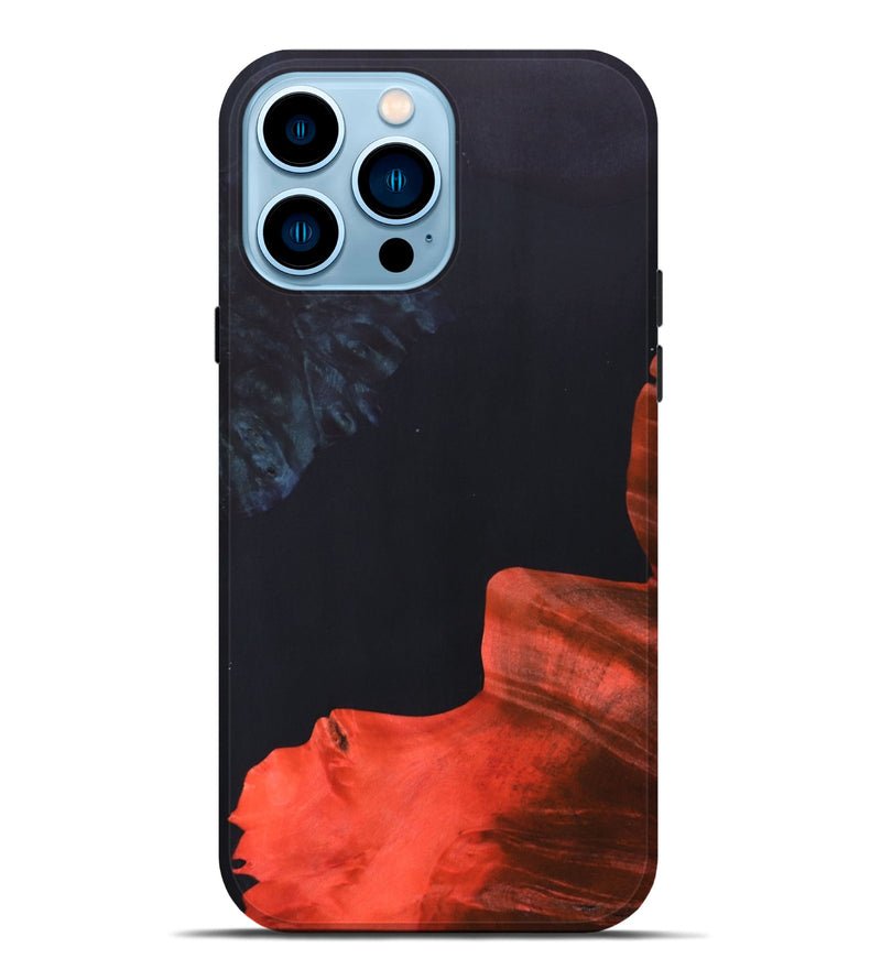 iPhone 14 Pro Max Wood+Resin Live Edge Phone Case - Lisa (Pure Black, 690737)