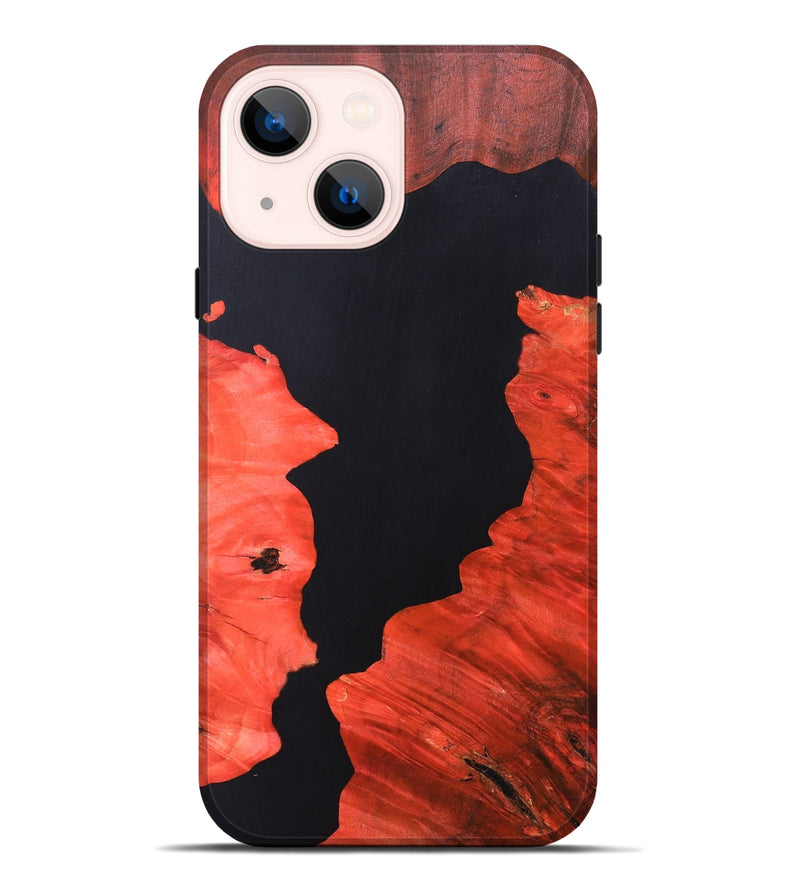 iPhone 14 Plus Wood+Resin Live Edge Phone Case - Alexander (Pure Black, 690738)