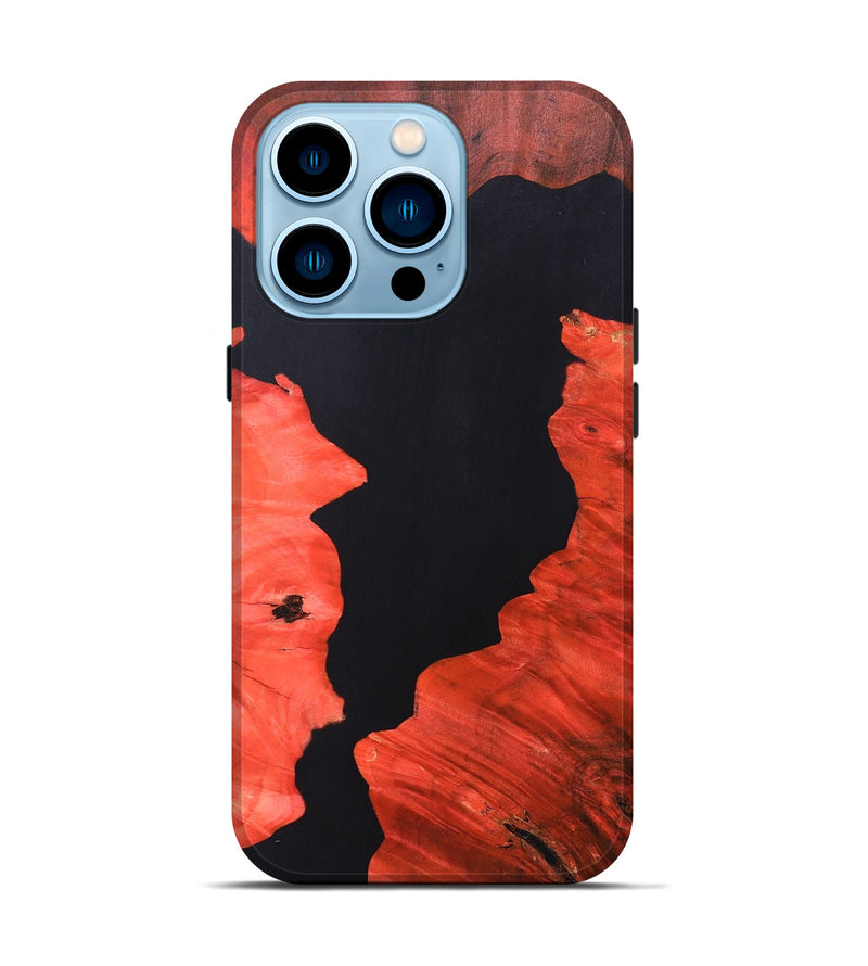 iPhone 14 Pro Wood+Resin Live Edge Phone Case - Alexander (Pure Black, 690738)