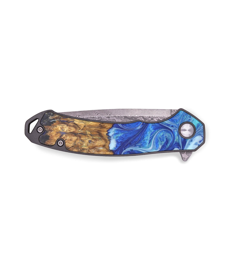 EDC Wood+Resin Pocket Knife - Reign (Blue, 690764)