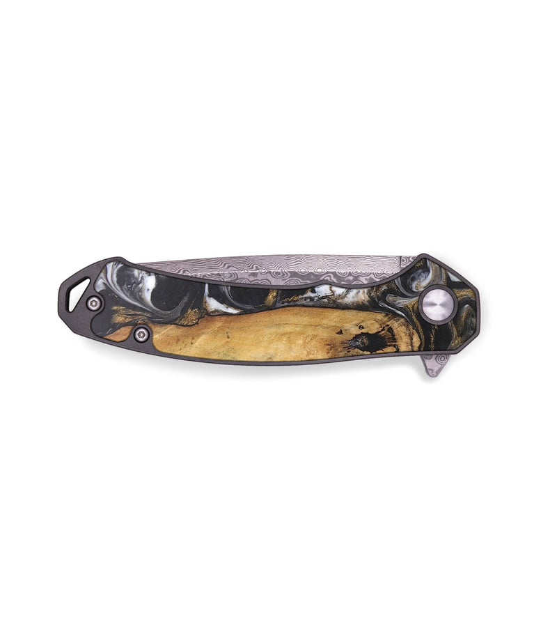 EDC Wood+Resin Pocket Knife - Gael (Black & White, 690774)