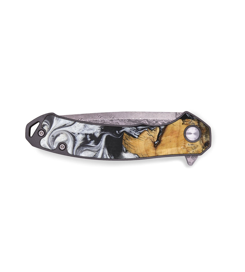 EDC Wood+Resin Pocket Knife - Emiliano (Black & White, 690777)