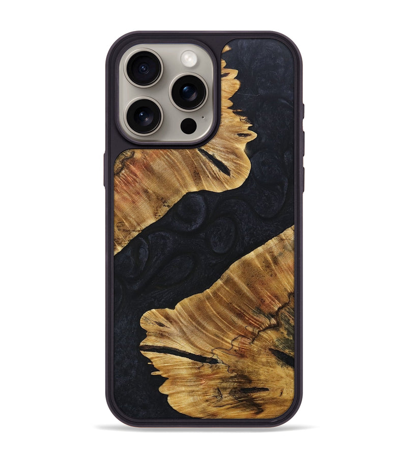 iPhone 15 Pro Max Wood+Resin Phone Case - Serenity (Pure Black, 690887)
