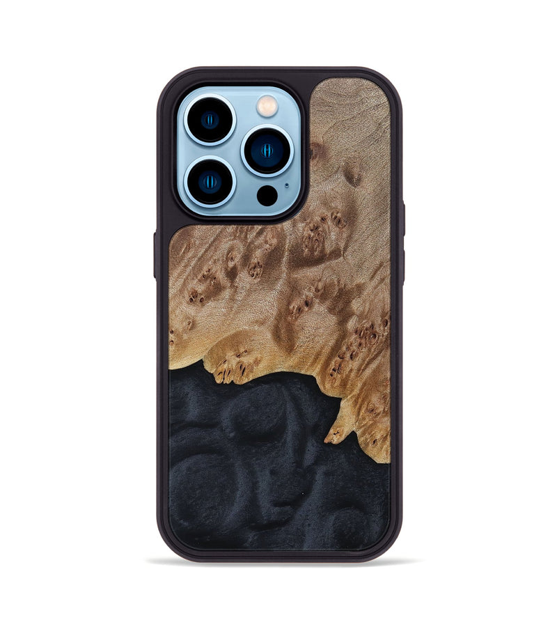 iPhone 14 Pro Wood+Resin Phone Case - Ezra (Pure Black, 690890)