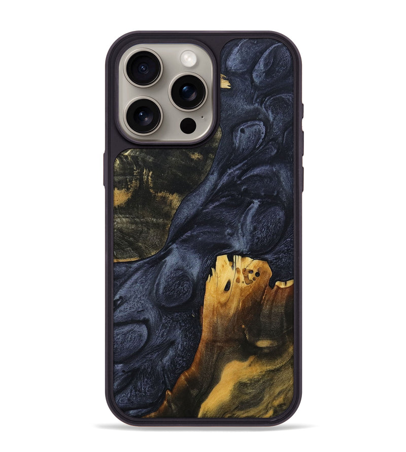 iPhone 15 Pro Max Wood+Resin Phone Case - Alisa (Pure Black, 690896)