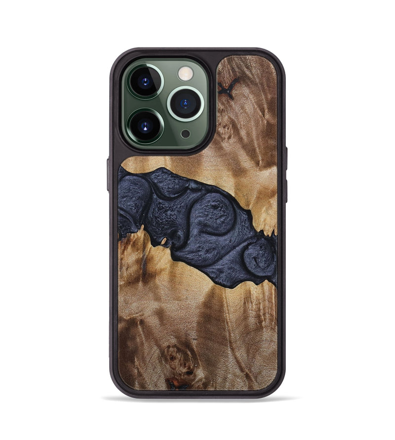 iPhone 13 Pro Wood+Resin Phone Case - Khadijah (Pure Black, 690899)