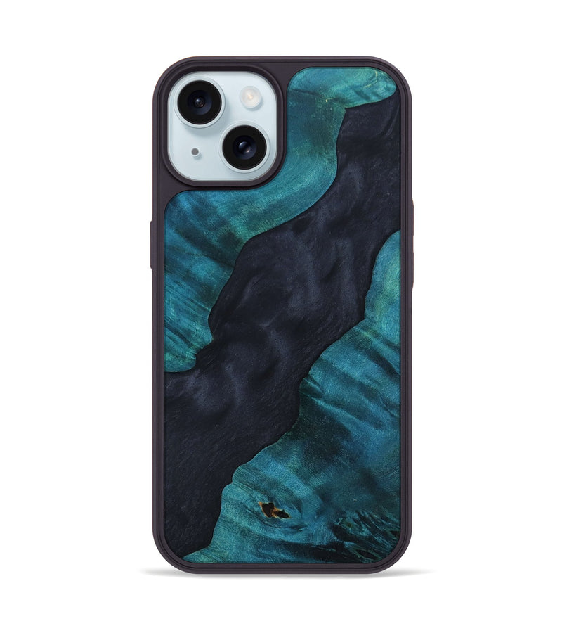 iPhone 15 Wood+Resin Phone Case - Janine (Pure Black, 690902)