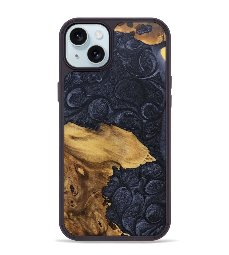 iPhone 15 Plus Wood+Resin Phone Case - Kendall (Pure Black, 690907)