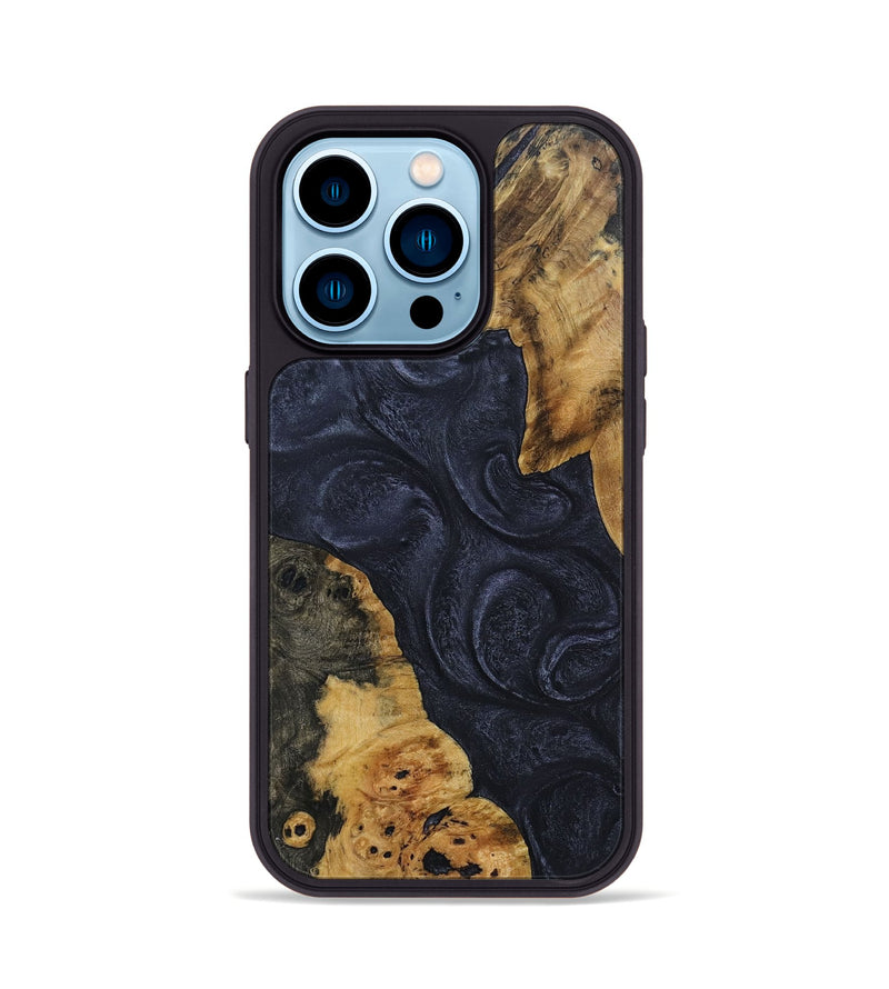 iPhone 14 Pro Wood+Resin Phone Case - Dave (Pure Black, 690910)