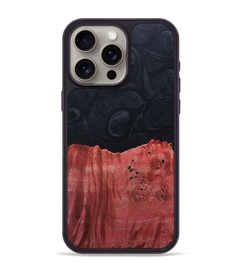 iPhone 15 Pro Max Wood+Resin Phone Case - Josiah (Pure Black, 690912)