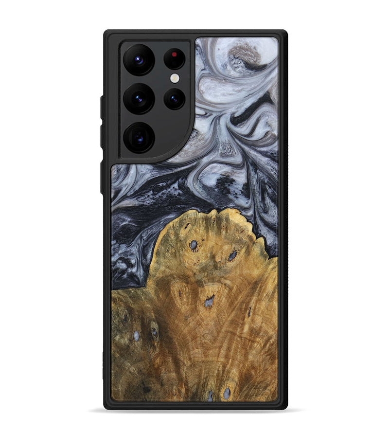 Galaxy S22 Ultra Wood+Resin Phone Case - Eli (Black & White, 690942)