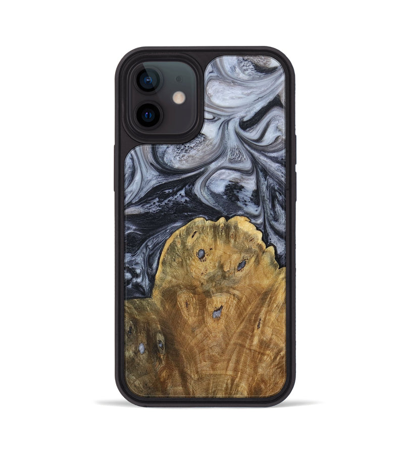 iPhone 12 Wood+Resin Phone Case - Eli (Black & White, 690942)