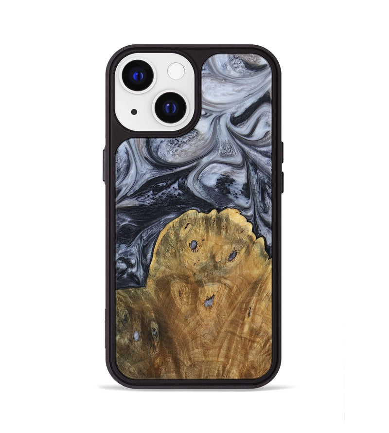 iPhone 13 Wood+Resin Phone Case - Eli (Black & White, 690942)