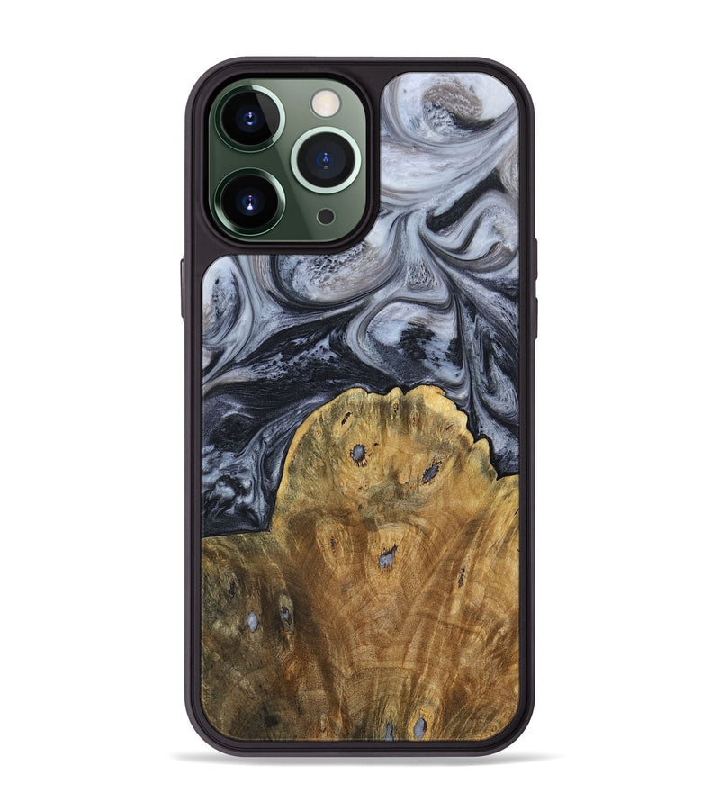 iPhone 13 Pro Max Wood+Resin Phone Case - Eli (Black & White, 690942)