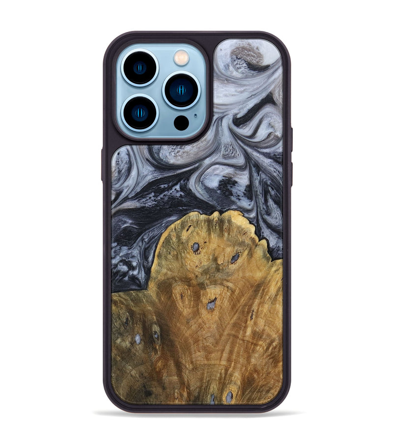 iPhone 14 Pro Max Wood+Resin Phone Case - Eli (Black & White, 690942)