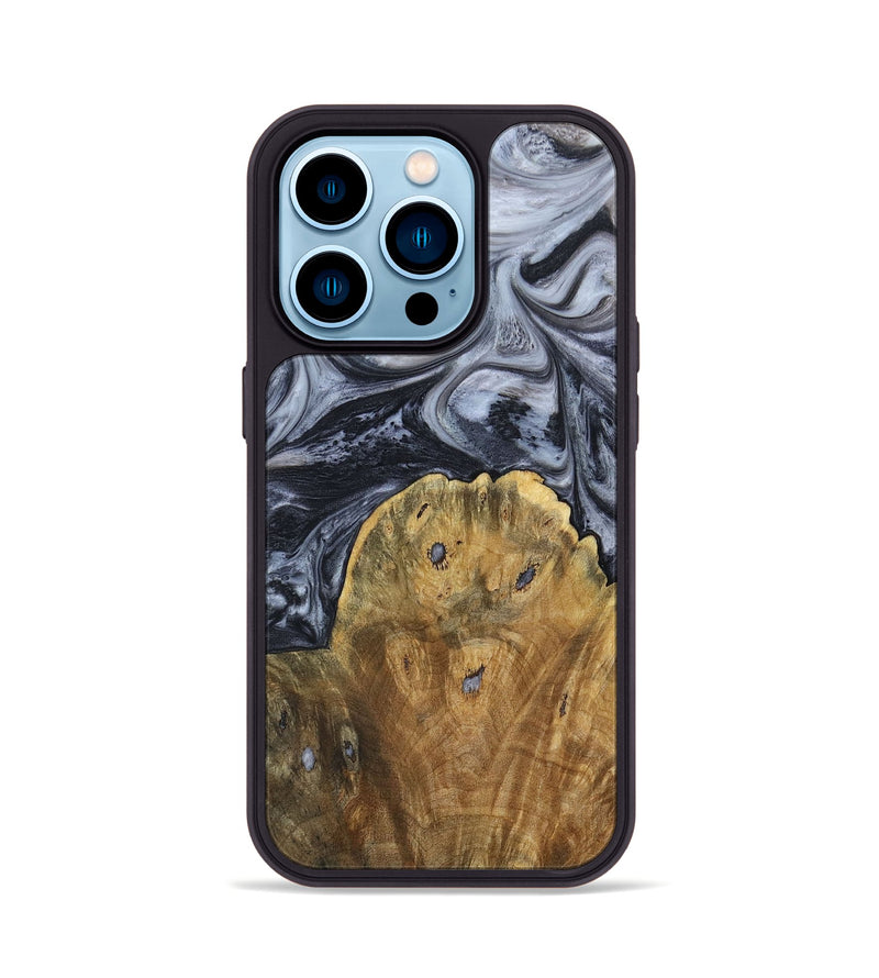 iPhone 14 Pro Wood+Resin Phone Case - Eli (Black & White, 690942)