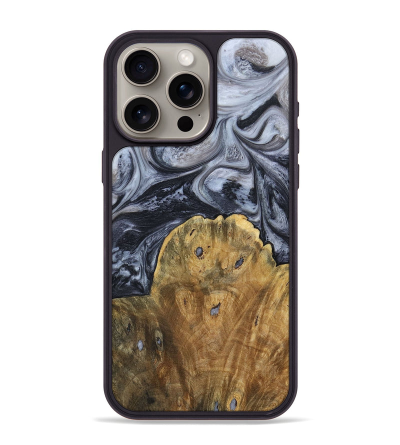 iPhone 15 Pro Max Wood+Resin Phone Case - Eli (Black & White, 690942)