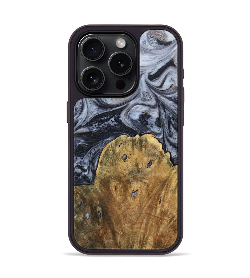 iPhone 15 Pro Wood+Resin Phone Case - Eli (Black & White, 690942)