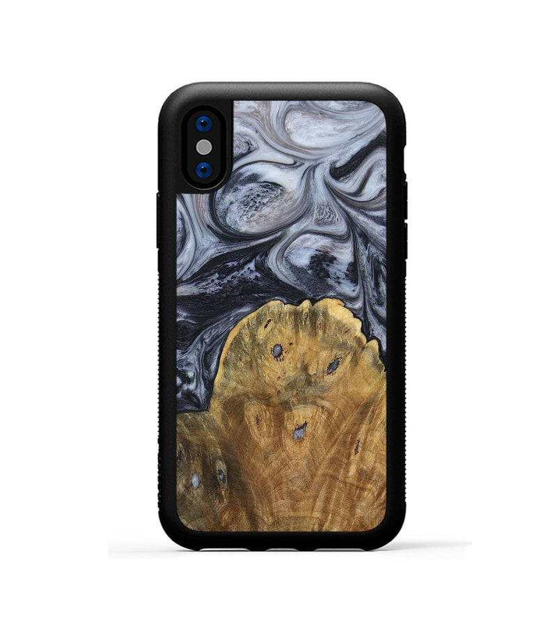 iPhone Xs Wood+Resin Phone Case - Eli (Black & White, 690942)