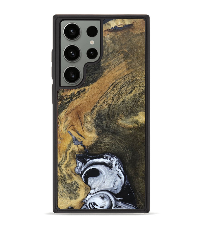 Galaxy S23 Ultra Wood+Resin Phone Case - Mason (Black & White, 690946)