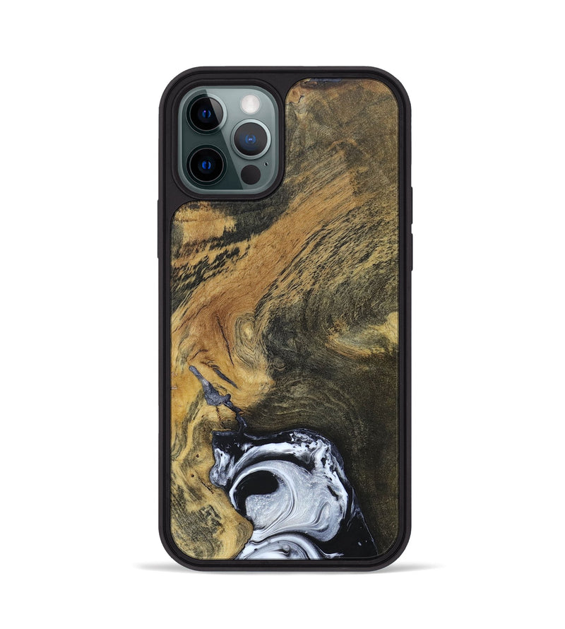 iPhone 12 Pro Wood+Resin Phone Case - Mason (Black & White, 690946)