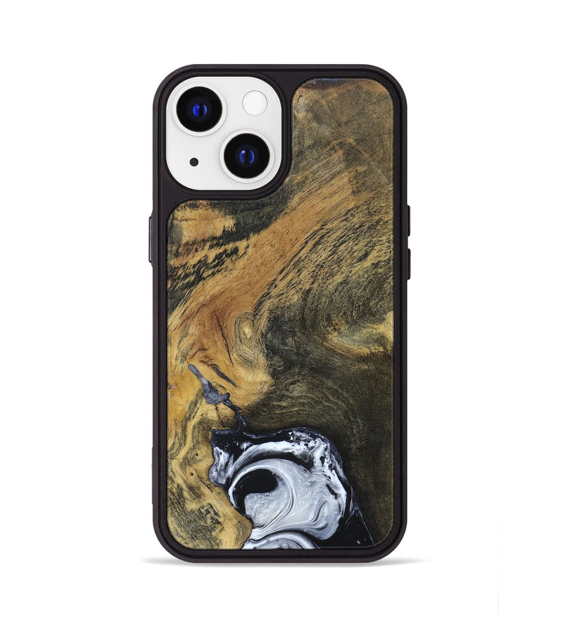 iPhone 13 Wood+Resin Phone Case - Mason (Black & White, 690946)