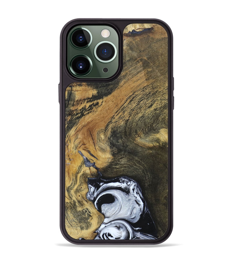 iPhone 13 Pro Max Wood+Resin Phone Case - Mason (Black & White, 690946)