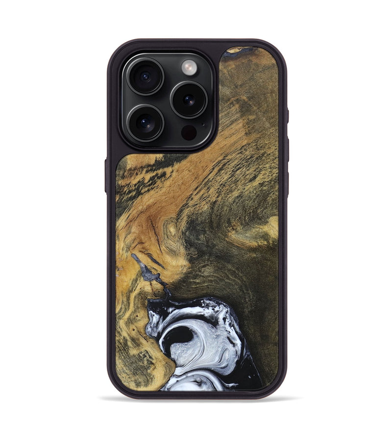 iPhone 15 Pro Wood+Resin Phone Case - Mason (Black & White, 690946)