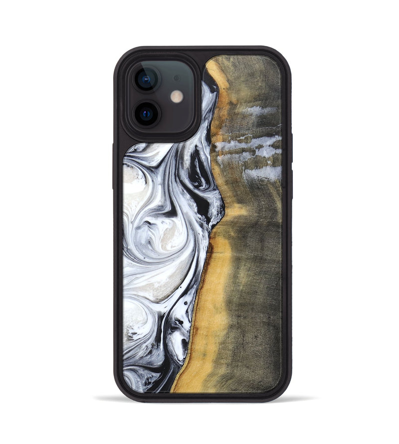 iPhone 12 Wood+Resin Phone Case - Candy (Black & White, 690962)