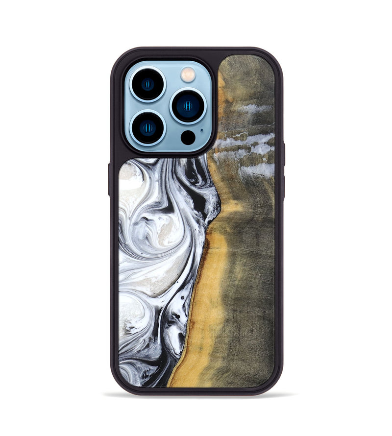 iPhone 14 Pro Wood+Resin Phone Case - Candy (Black & White, 690962)