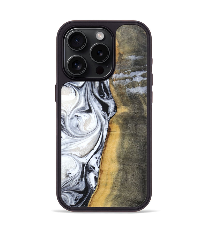 iPhone 15 Pro Wood+Resin Phone Case - Candy (Black & White, 690962)