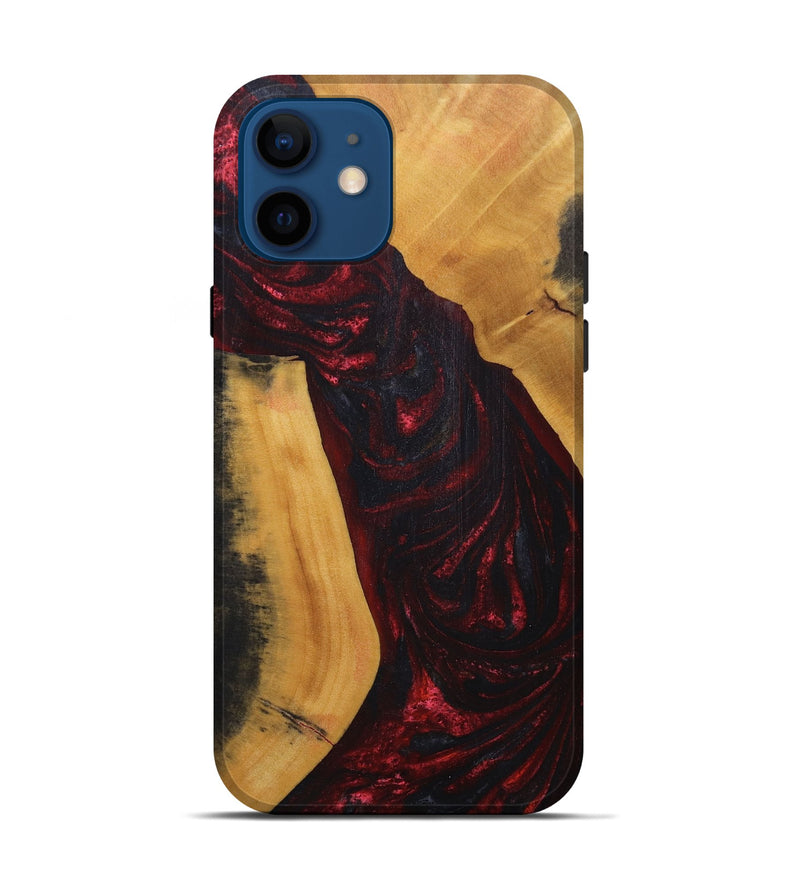 iPhone 12 Wood+Resin Live Edge Phone Case - Wallace (Red, 691004)
